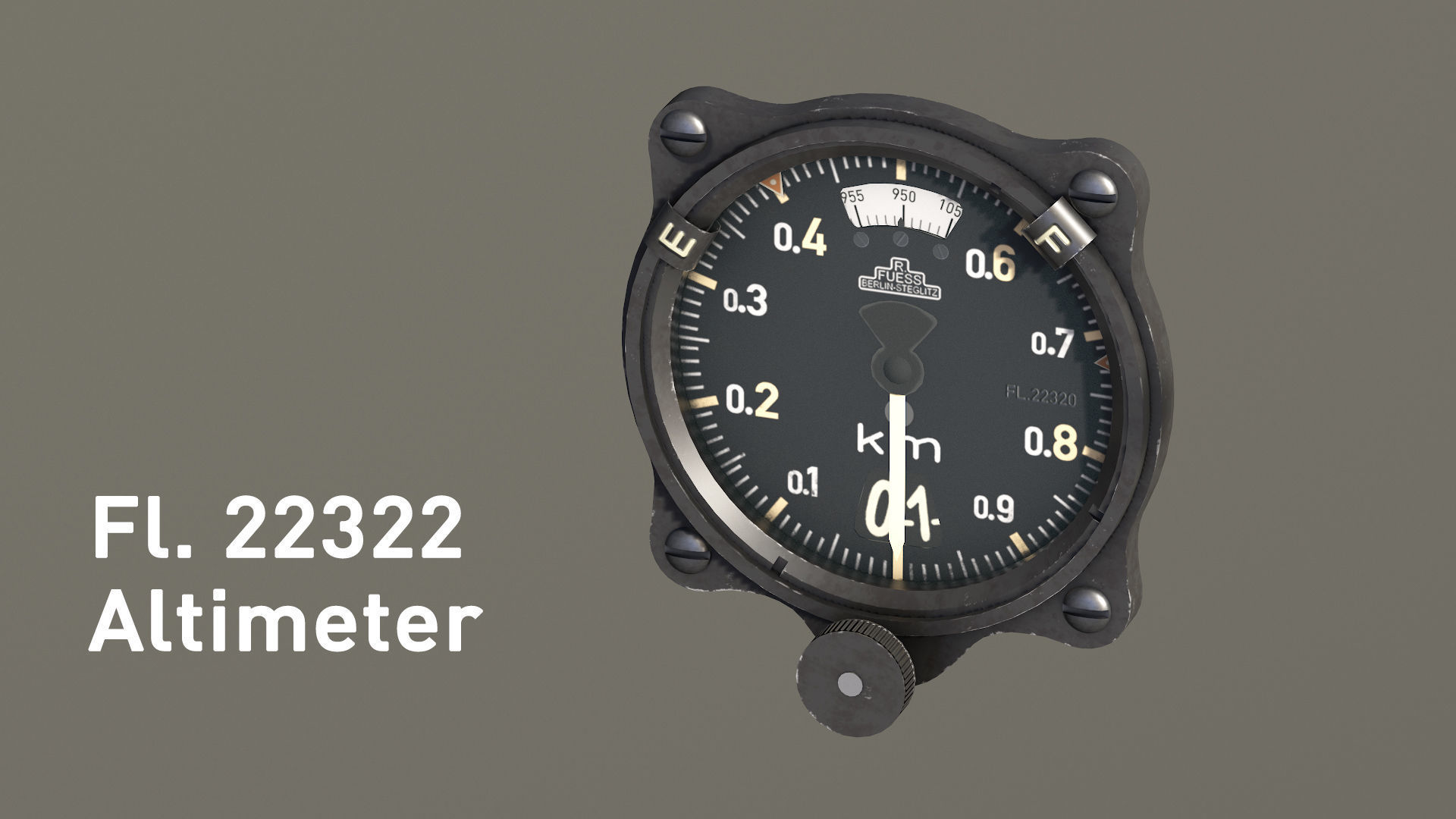 WWII German aircraft instruments Low-poly 3D model_4