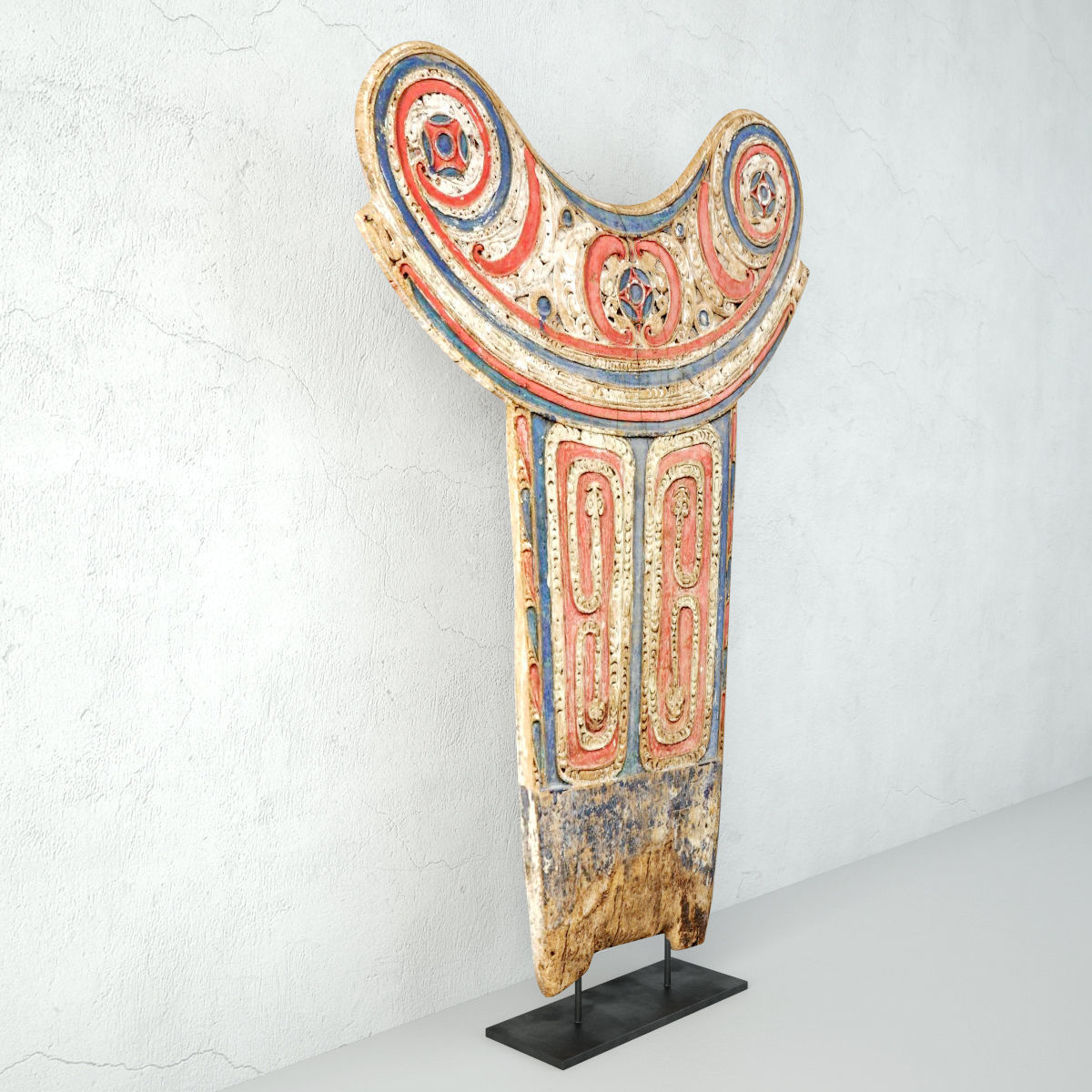 Vintage Wood Splash Board from Papua New Guinea 3D model_3