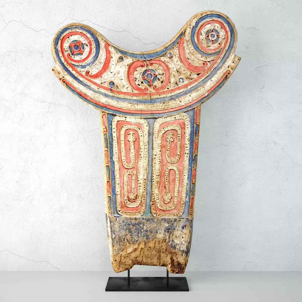 Vintage Wood Splash Board from Papua New Guinea 3D model_0