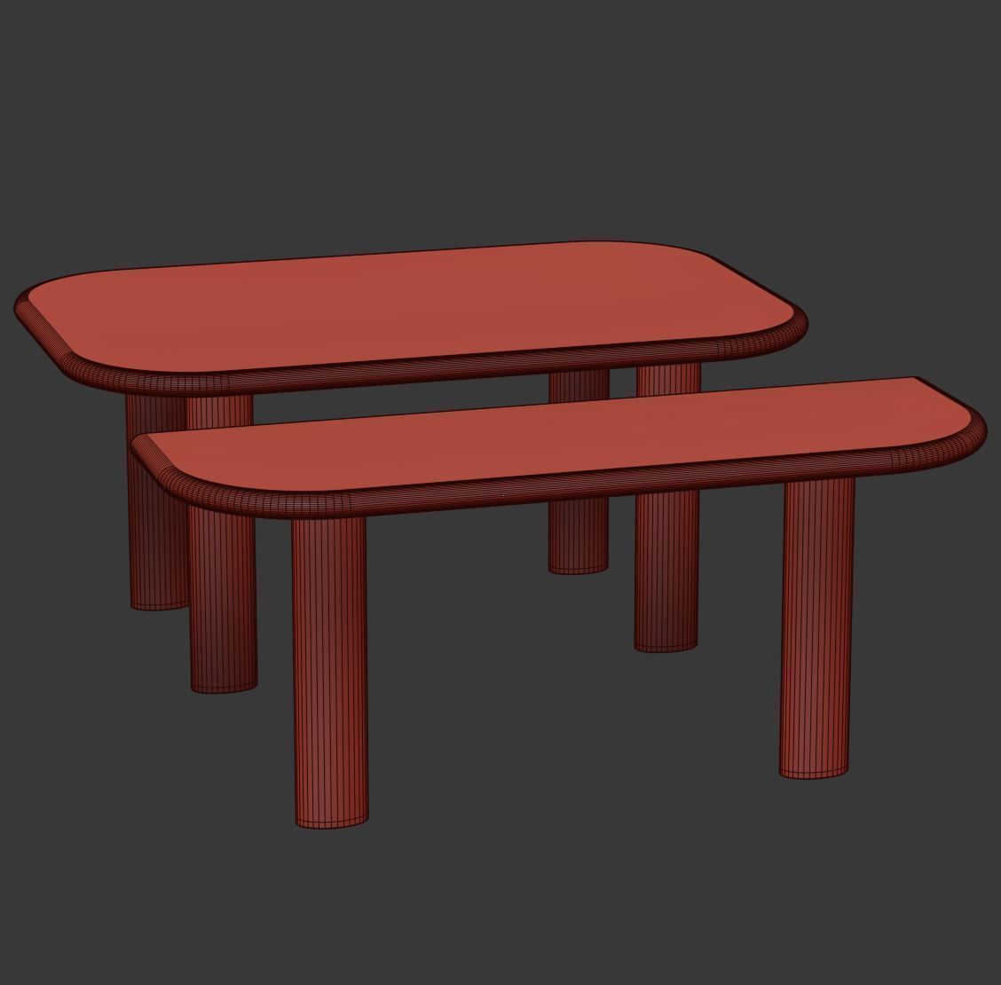 Ebbi dining and side table  Low-poly 3D model_3