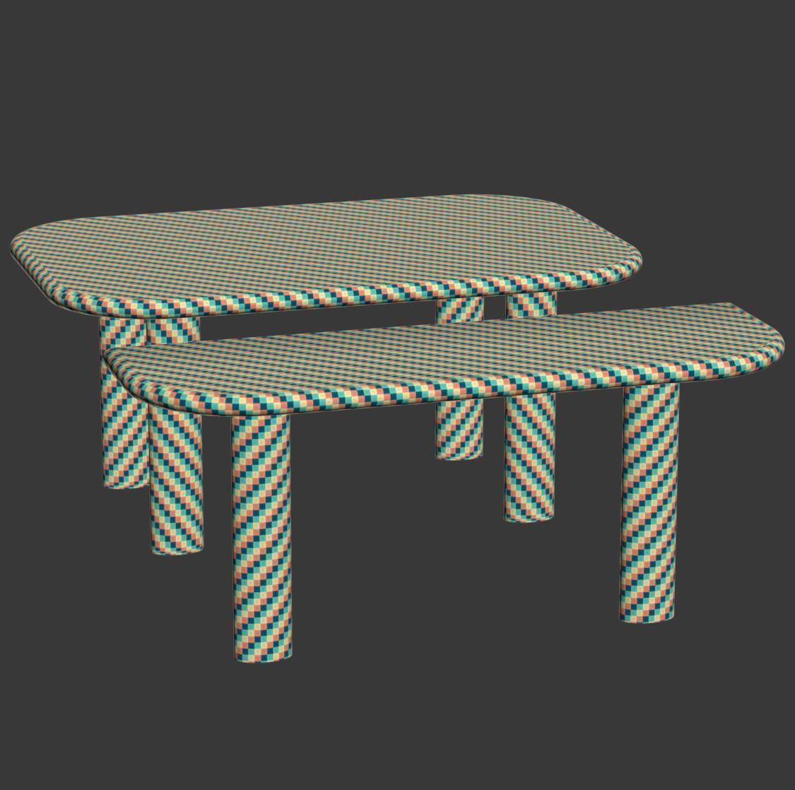 Ebbi dining and side table  Low-poly 3D model_4