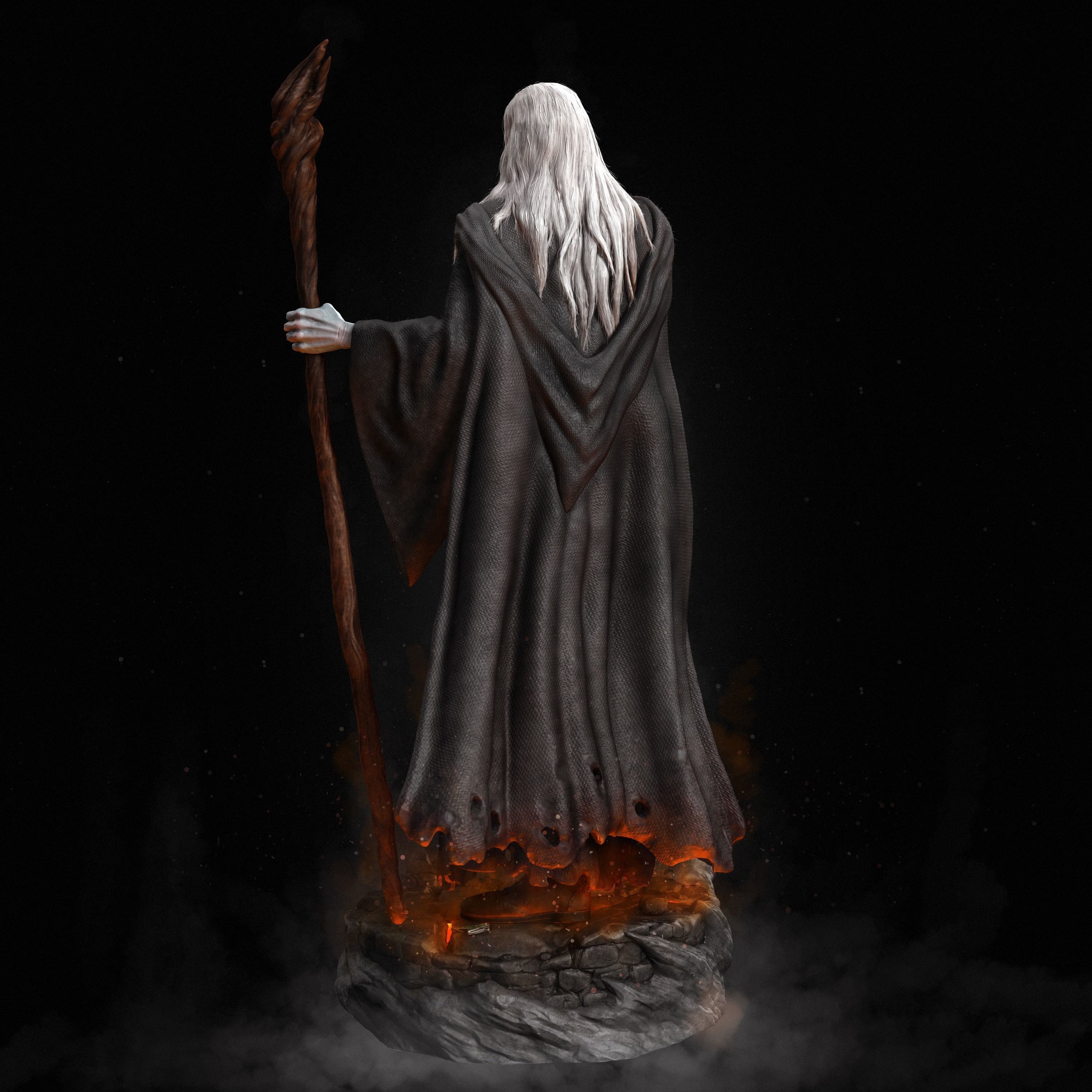 Gandalf the Black pre-supported statue 3D print model_2