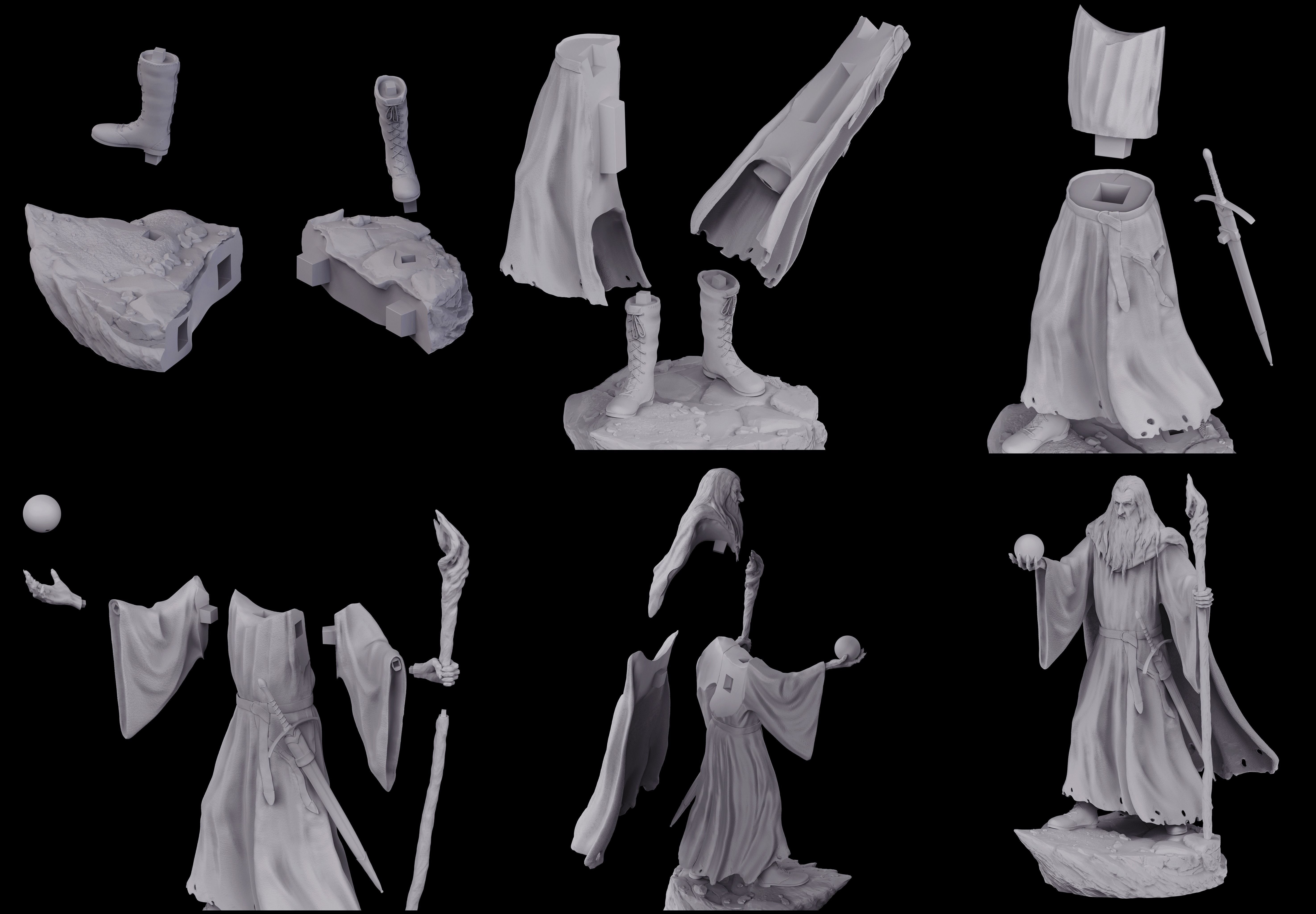 Gandalf the Black pre-supported statue 3D print model_5