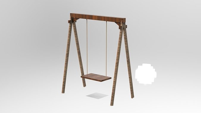 Swing Rope Wood Chair Low-poly 3D model