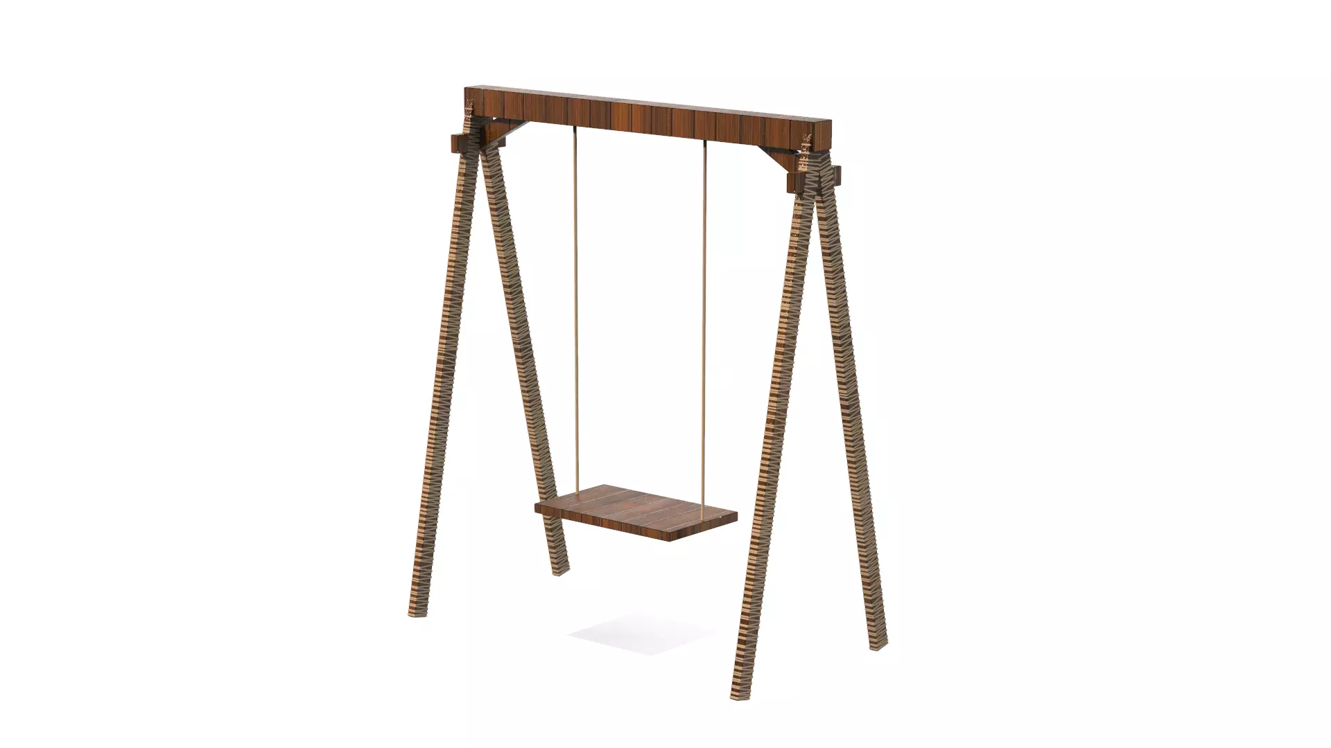 Swing Rope Wood Chair Low-poly 3D model