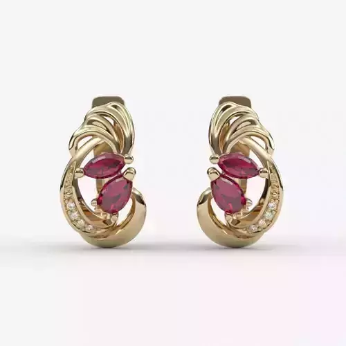 Women earrings with gems CAD 3dm stl
