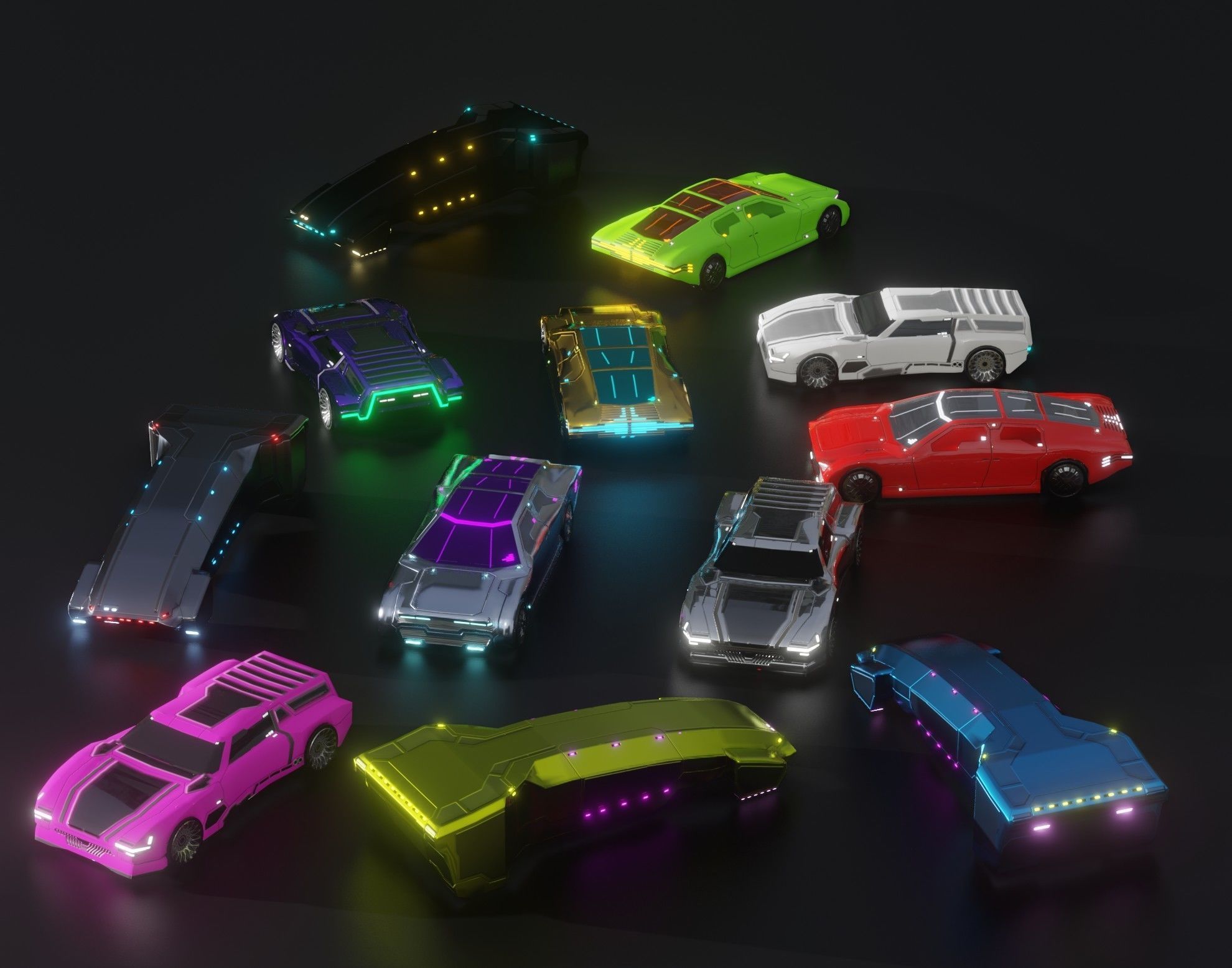 3 FREE Low-Polly Futuristic PBR Vehicle Pack Free low-poly 3D model_1