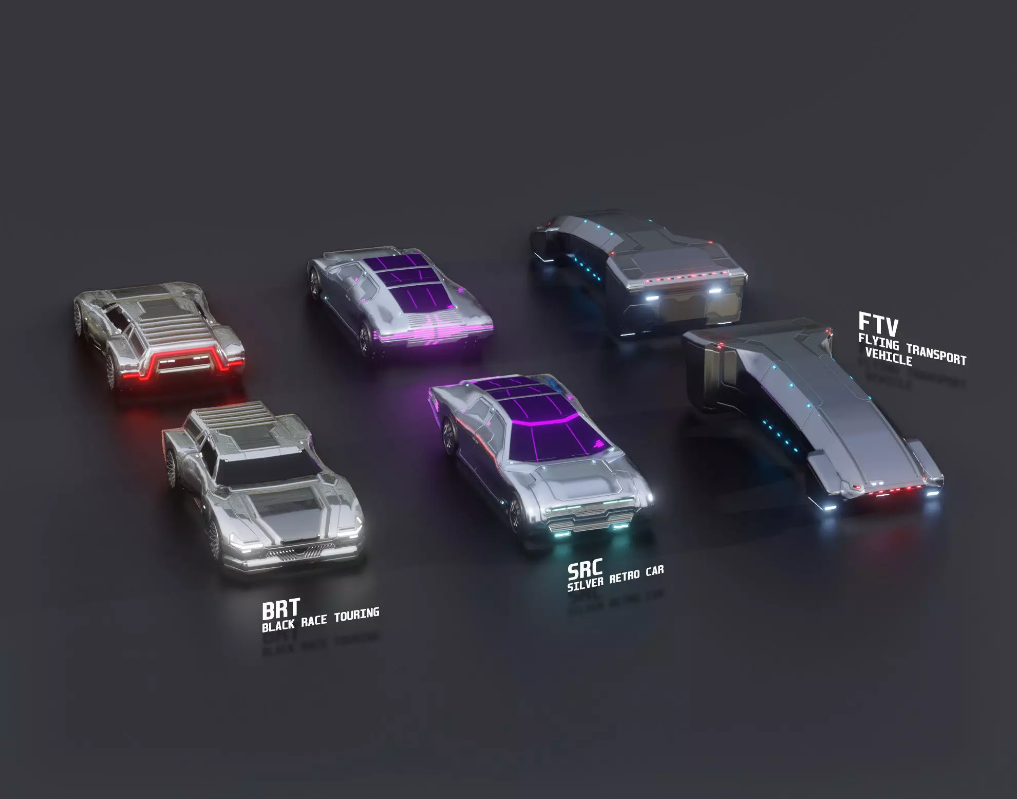 3 FREE Low-Polly Futuristic PBR Vehicle Pack Free low-poly 3D model_0