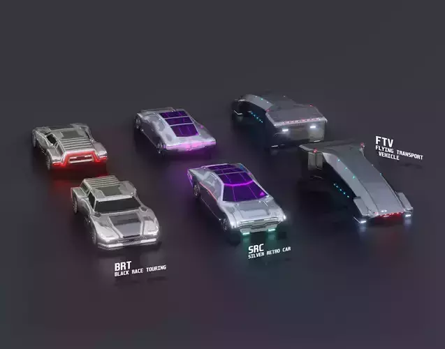 3 FREE Low-Polly Futuristic PBR Vehicle Pack Free low-poly 3D model