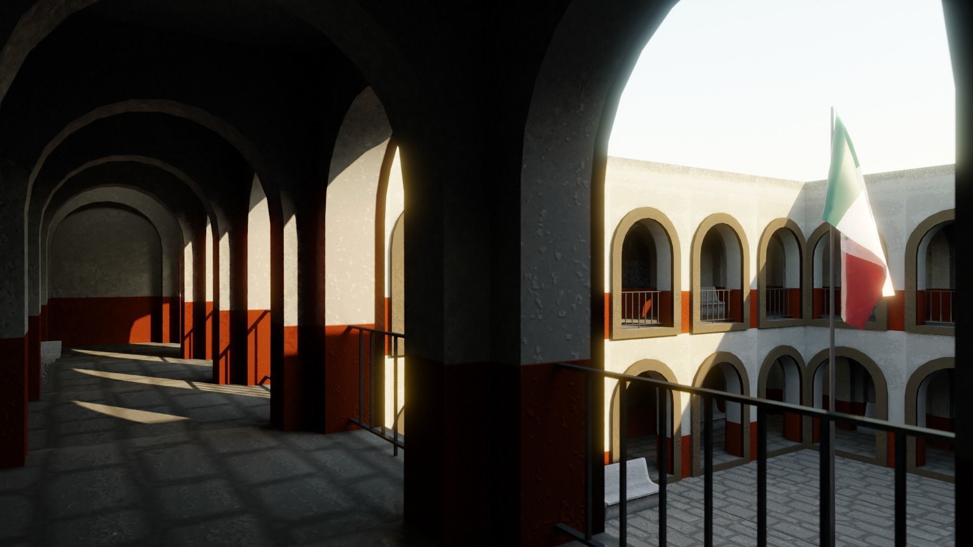 Old School Building Lowpoly Scene VR-ready game-ready Low-poly 3D model_2