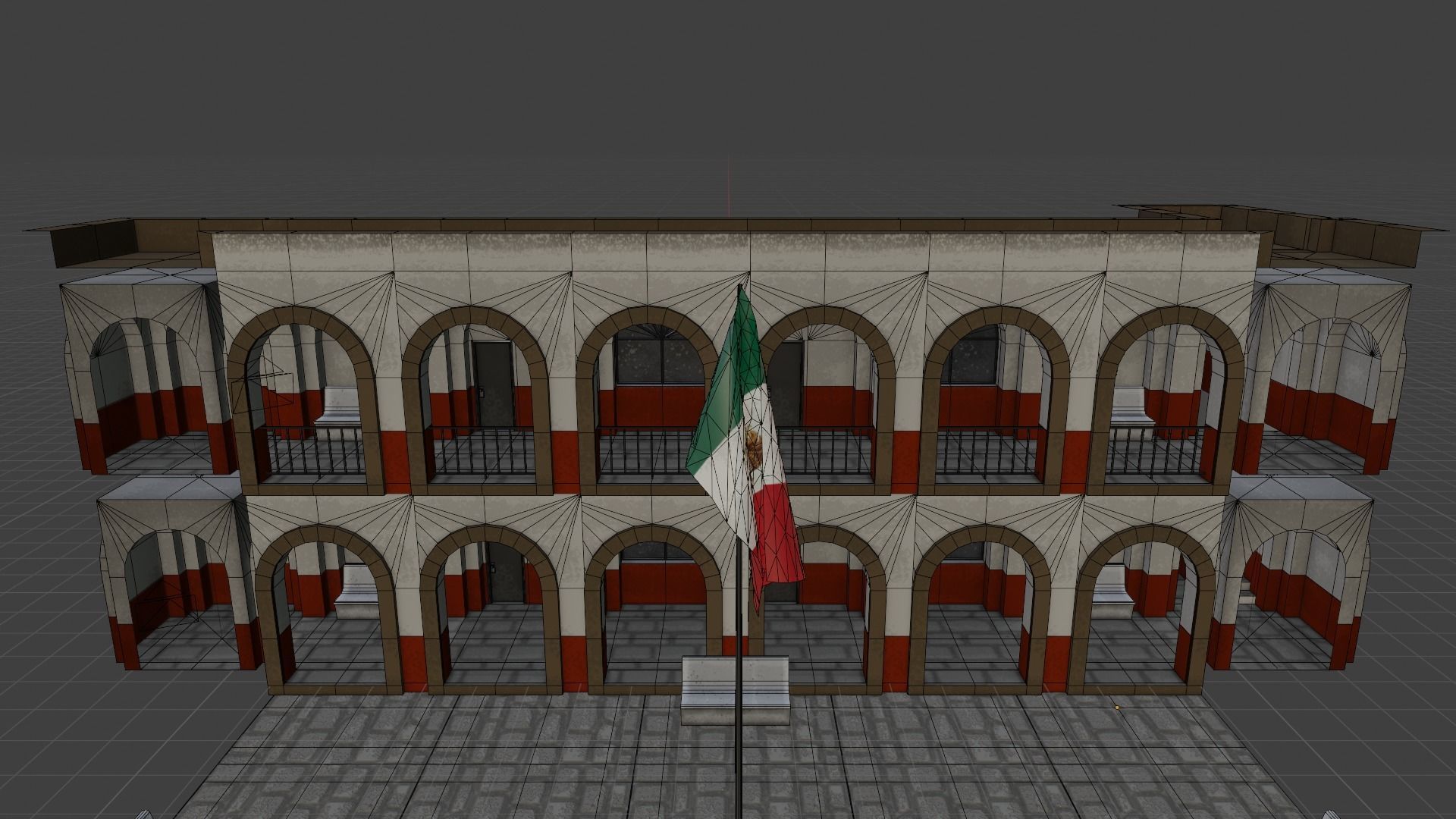 Old School Building Lowpoly Scene VR-ready game-ready Low-poly 3D model_6