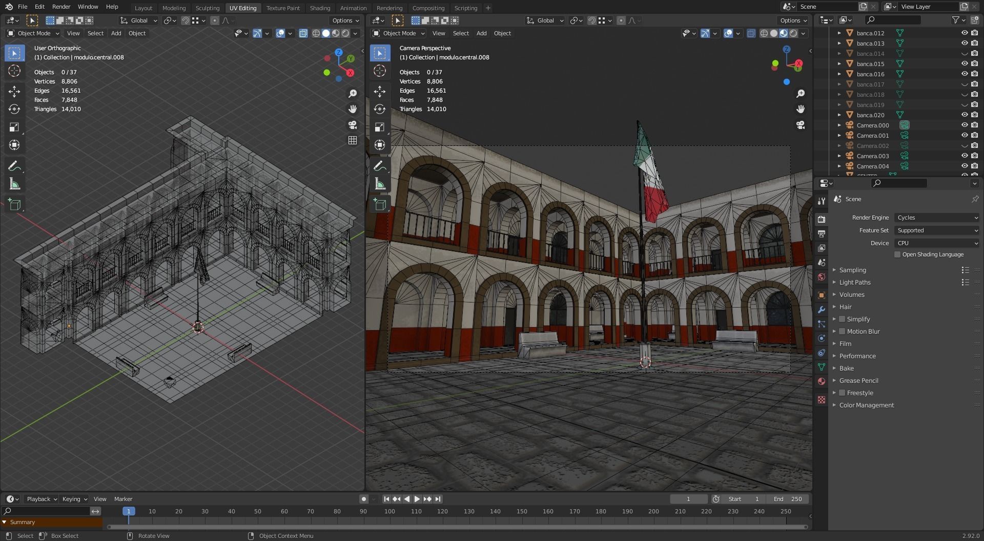 Old School Building Lowpoly Scene VR-ready game-ready Low-poly 3D model_7