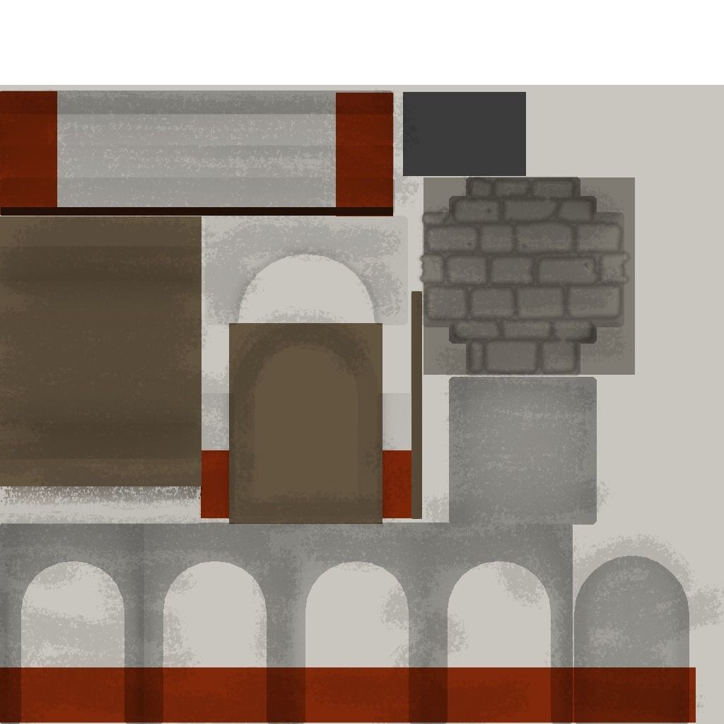 Old School Building Lowpoly Scene VR-ready game-ready Low-poly 3D model_8