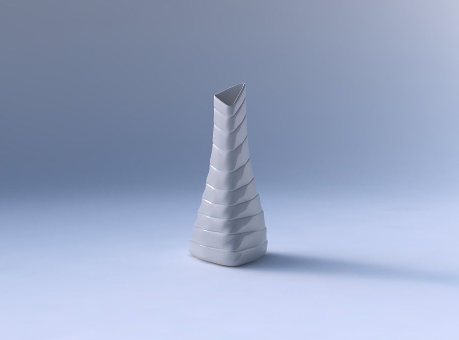 Vase twist grounded tilted triangle with smooth horizontal de... 3D print model_4