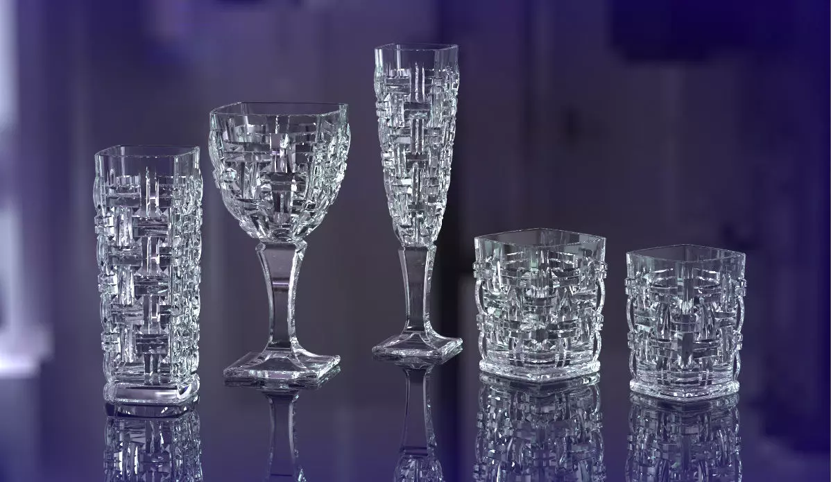 set of glass cups and stemwares 3D print model_0