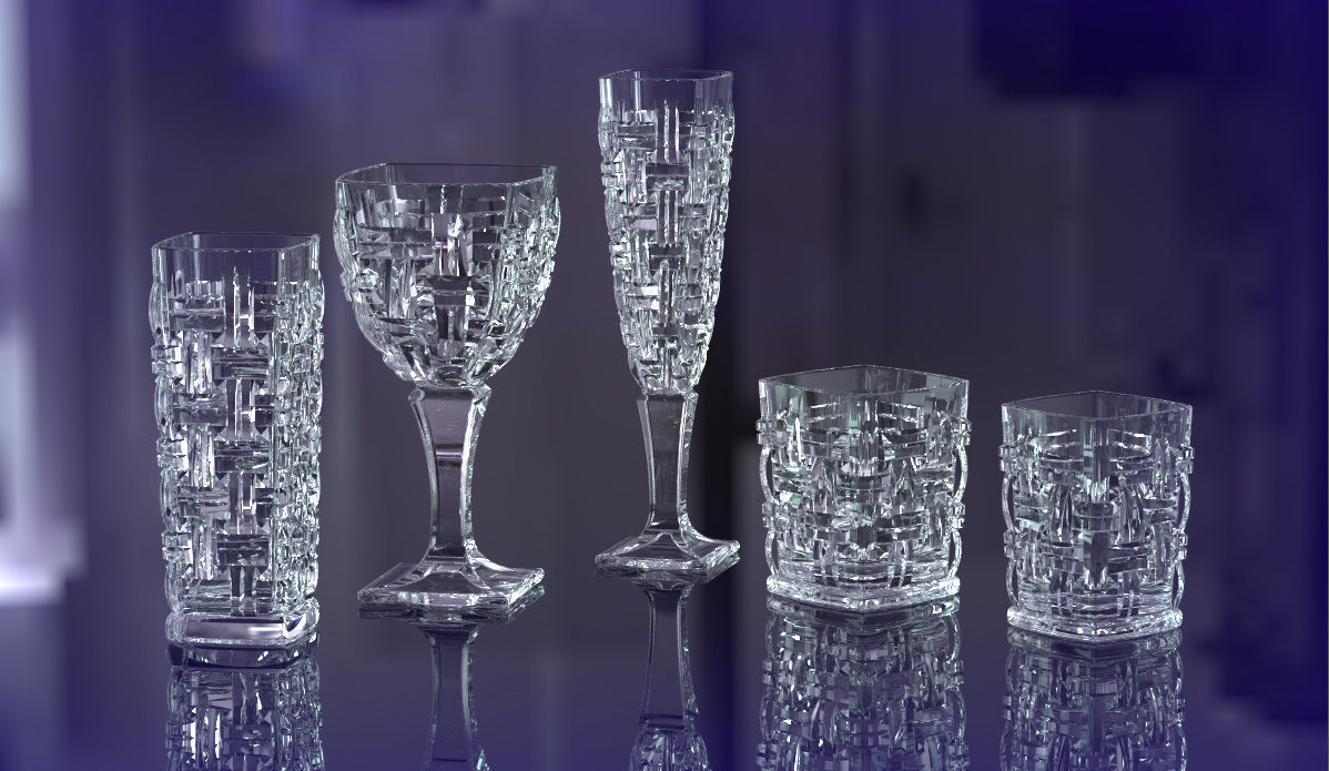 set of glass cups and stemwares 3D print model_7