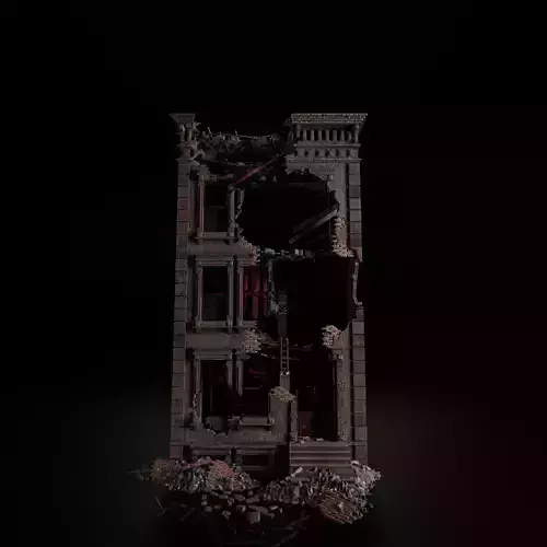 DESTROYED OLD BUILDING POST APOCALYPSE 001 Low-poly 3D model