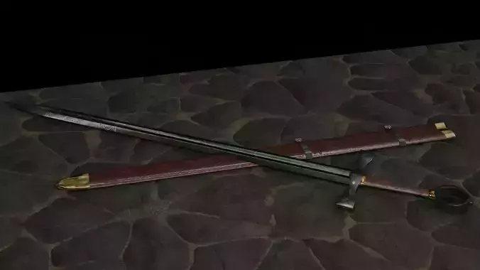 Sword and Scabbard Set Low Poly