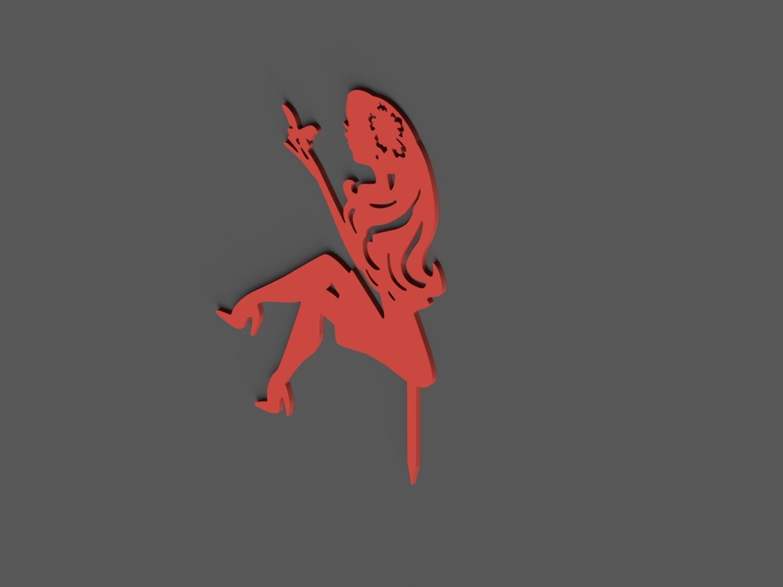 Girl and butterfly cake topper 3D print model_1