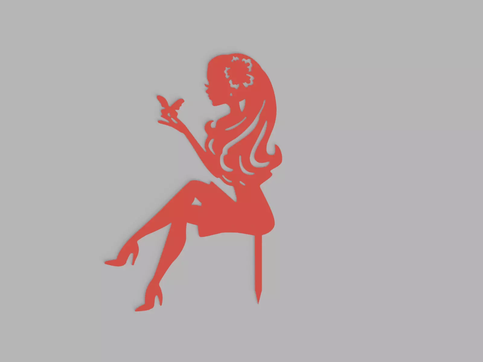 Girl and butterfly cake topper 3D print model_0