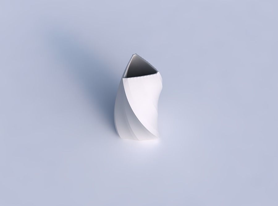 Vase twist curved tipping triangle 2 with fine bands uniform ... 3D print model_1