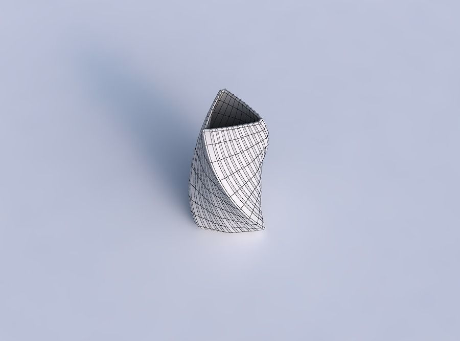 Vase twist curved tipping triangle 2 with fine bands uniform ... 3D print model_6