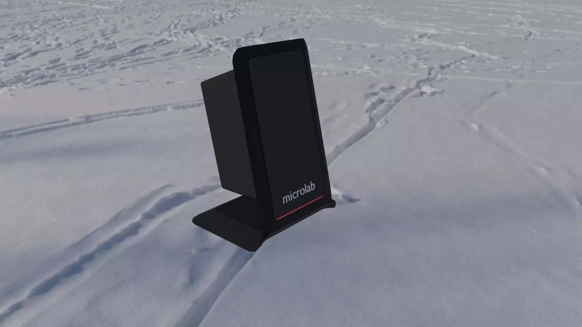 Speakers mobile phone tower in snow Free low-poly 3D model