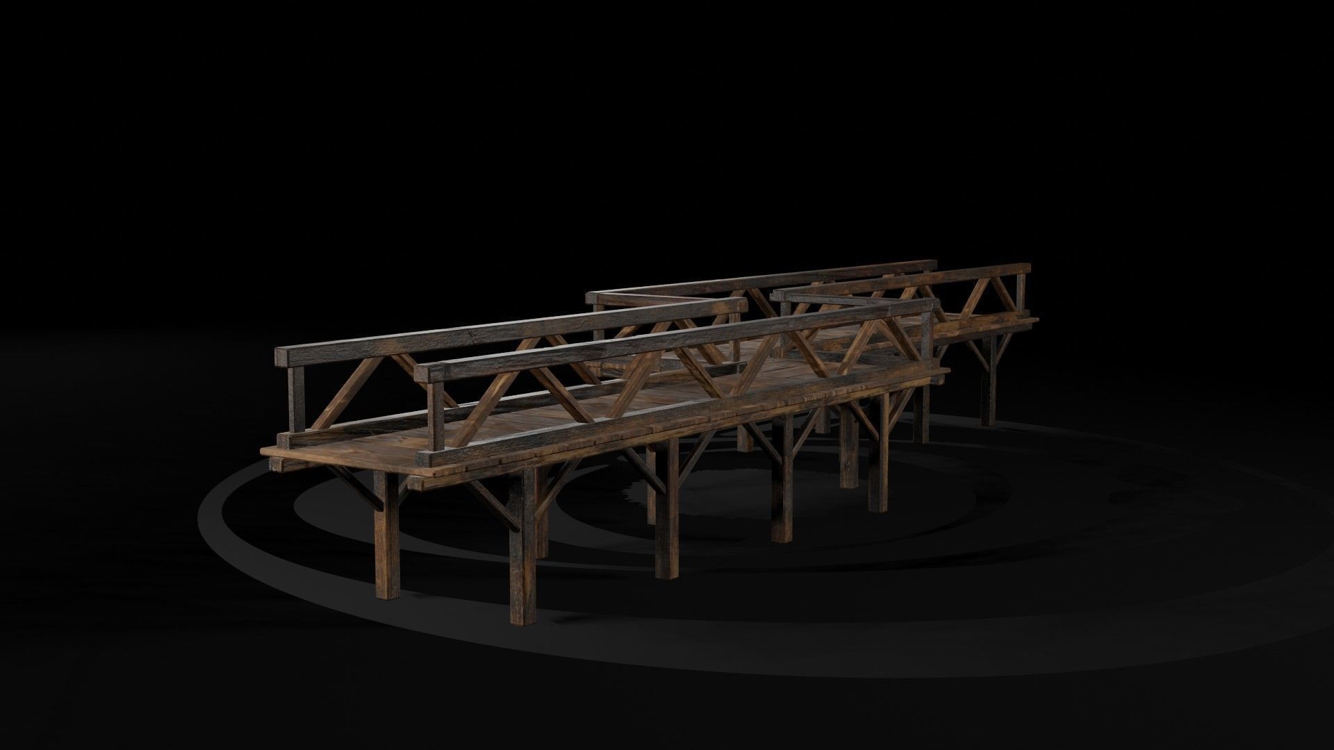 AAA Medieval Wooden Bridge 02 R Low-poly 3D model_6