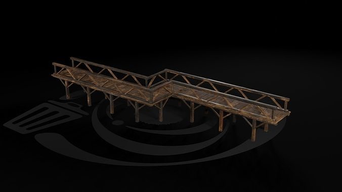 AAA Medieval Wooden Bridge 02 R Low-poly 3D model