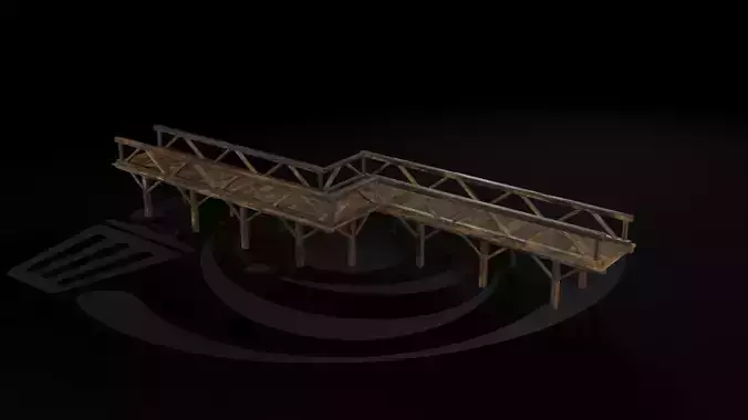 AAA Medieval Wooden Bridge 02 R Low-poly 3D model