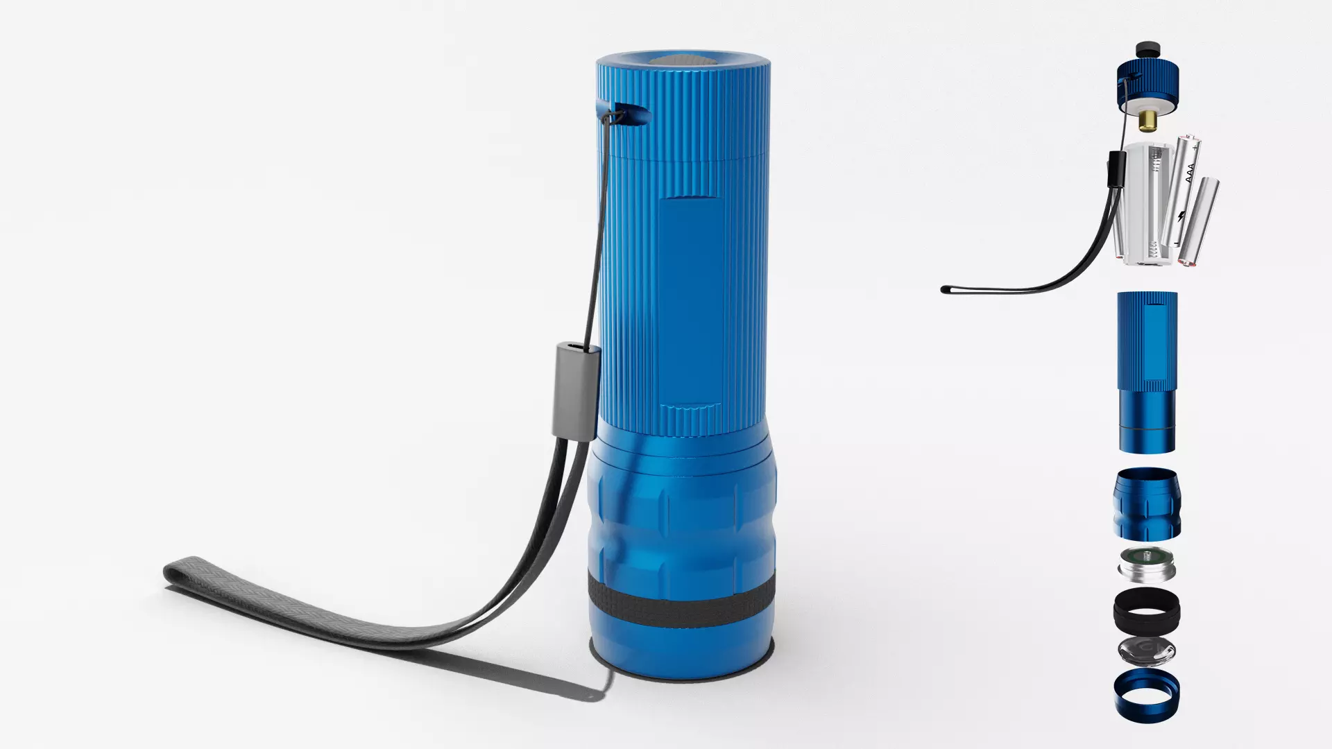 Flashlight Blue 3D model_0