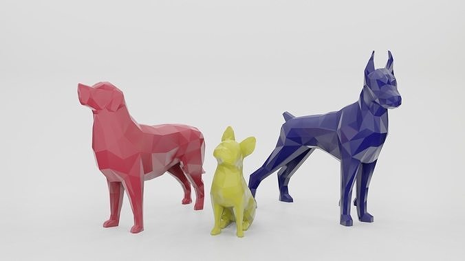 Low Poly Dog Collection polygonal 3D print model