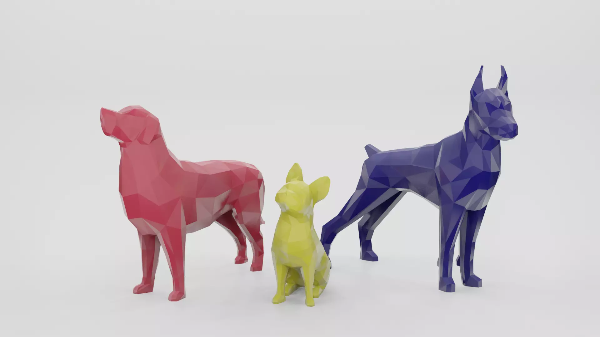 Low Poly Dog Collection polygonal 3D print model_0
