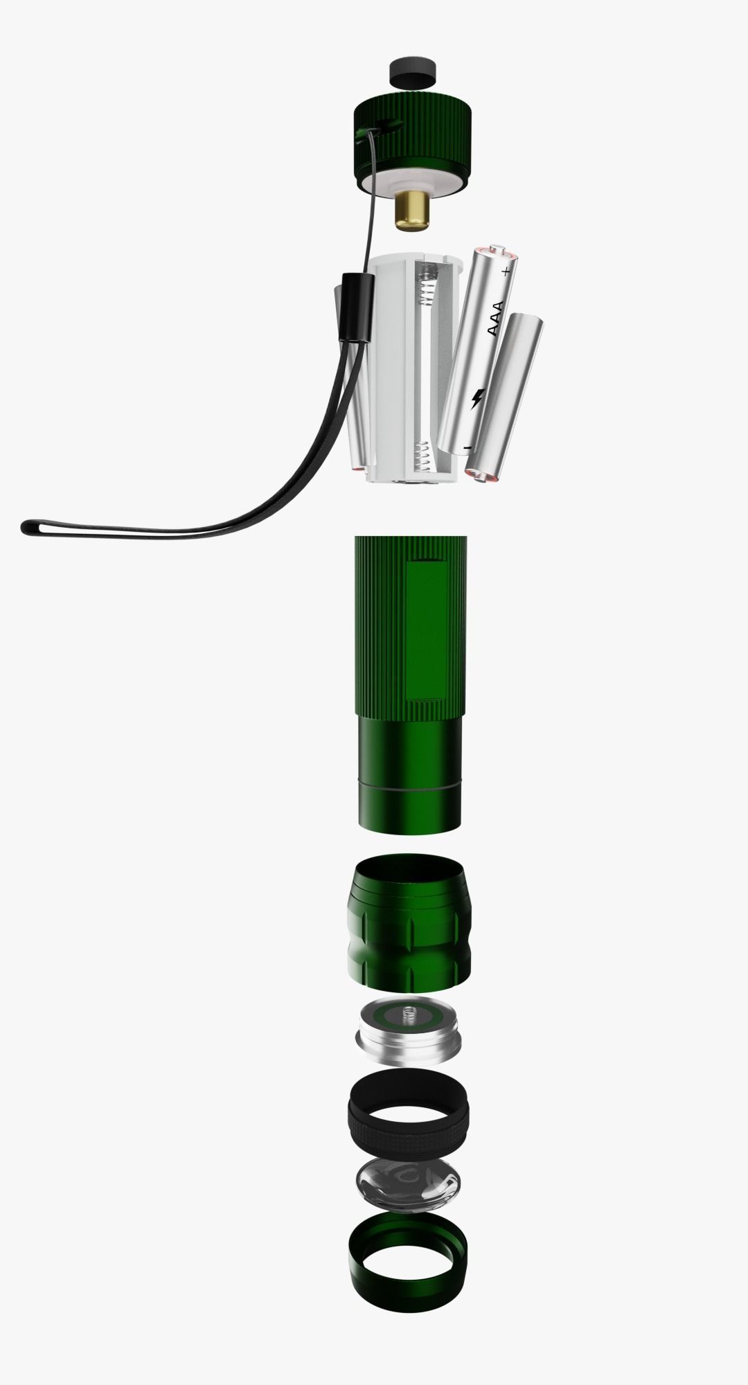 Flashlight Green 3D model_7