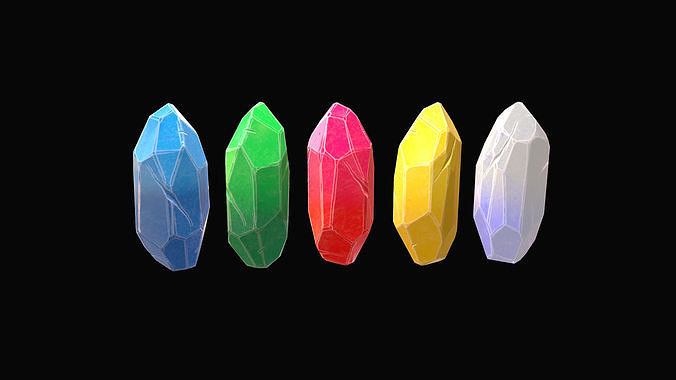 Small Crystal 5 colors Low-poly 3D model