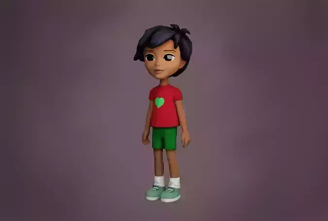 Kid Green Low-poly 3D model