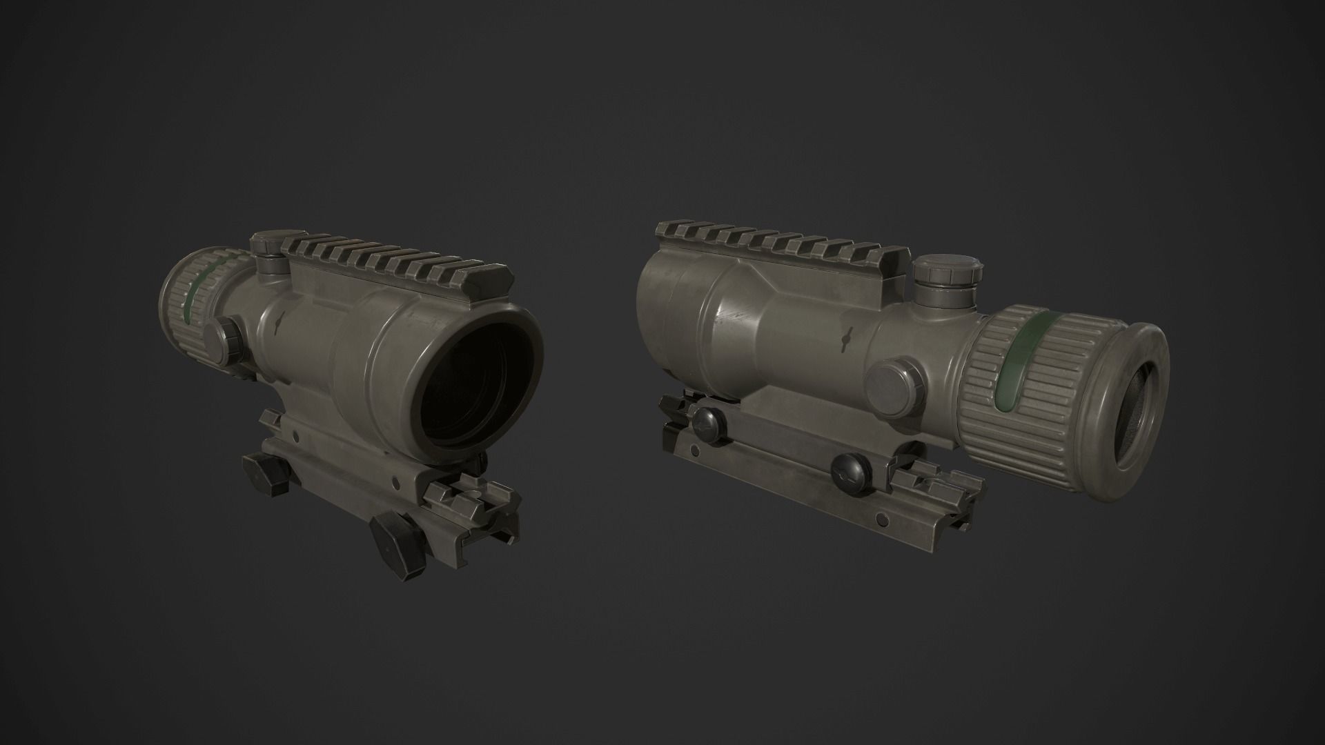 ACOG Rifle Scope Low-poly 3D model_2
