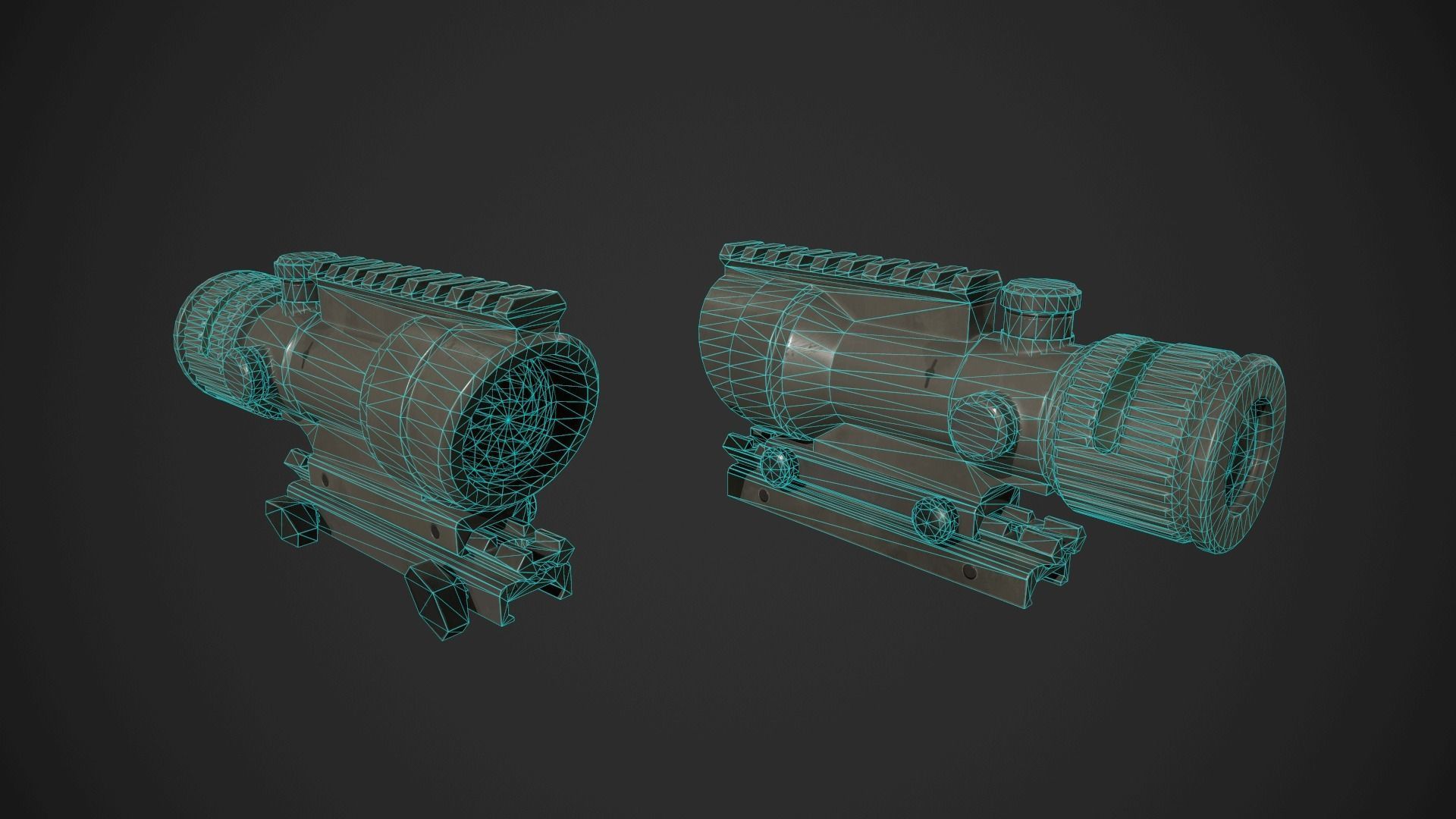 ACOG Rifle Scope Low-poly 3D model_8
