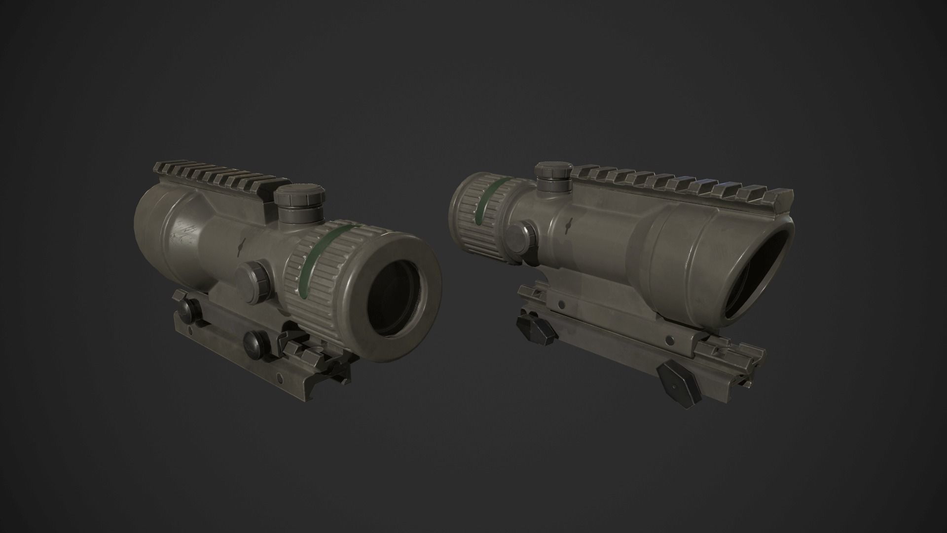 ACOG Rifle Scope Low-poly 3D model_3
