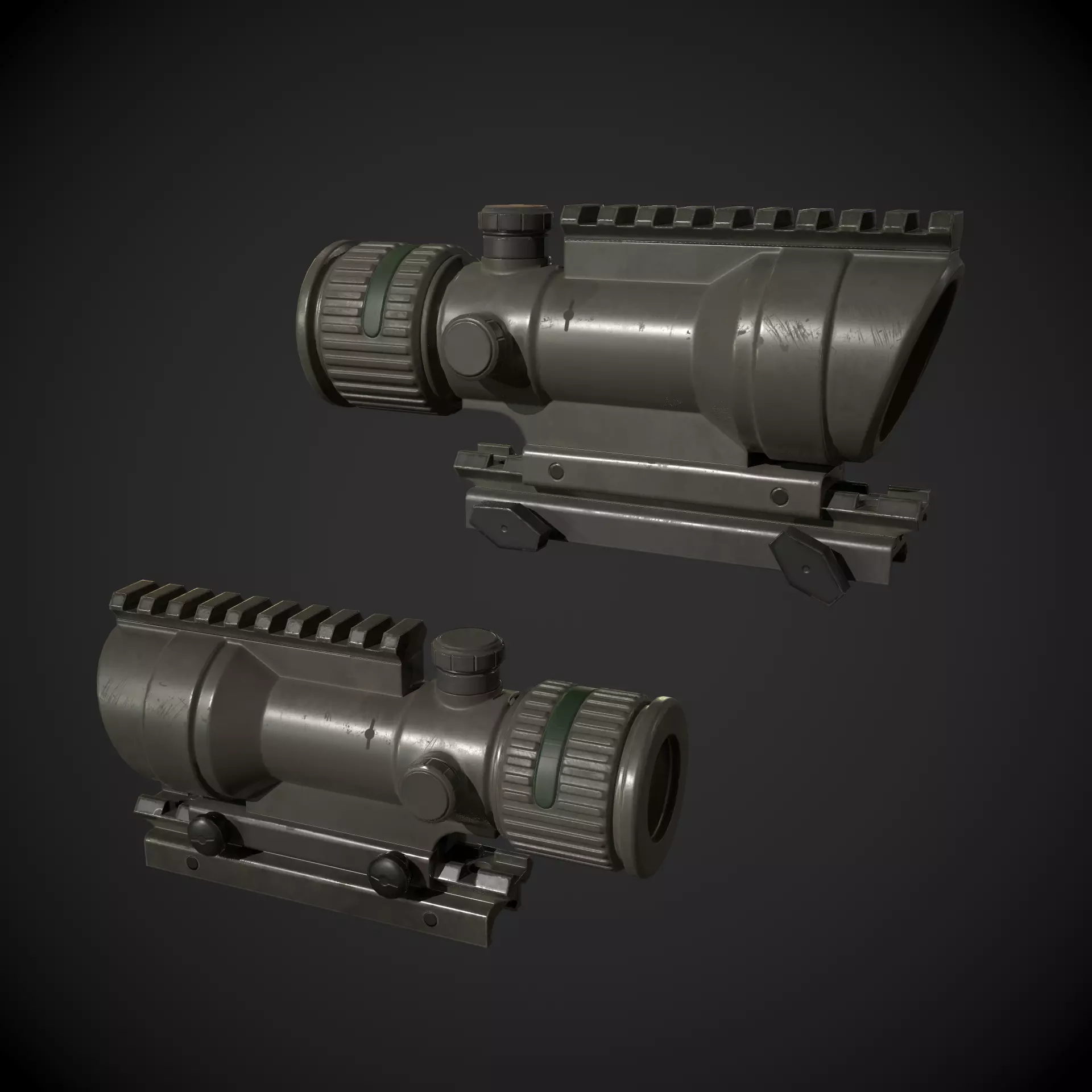 ACOG Rifle Scope Low-poly 3D model_0