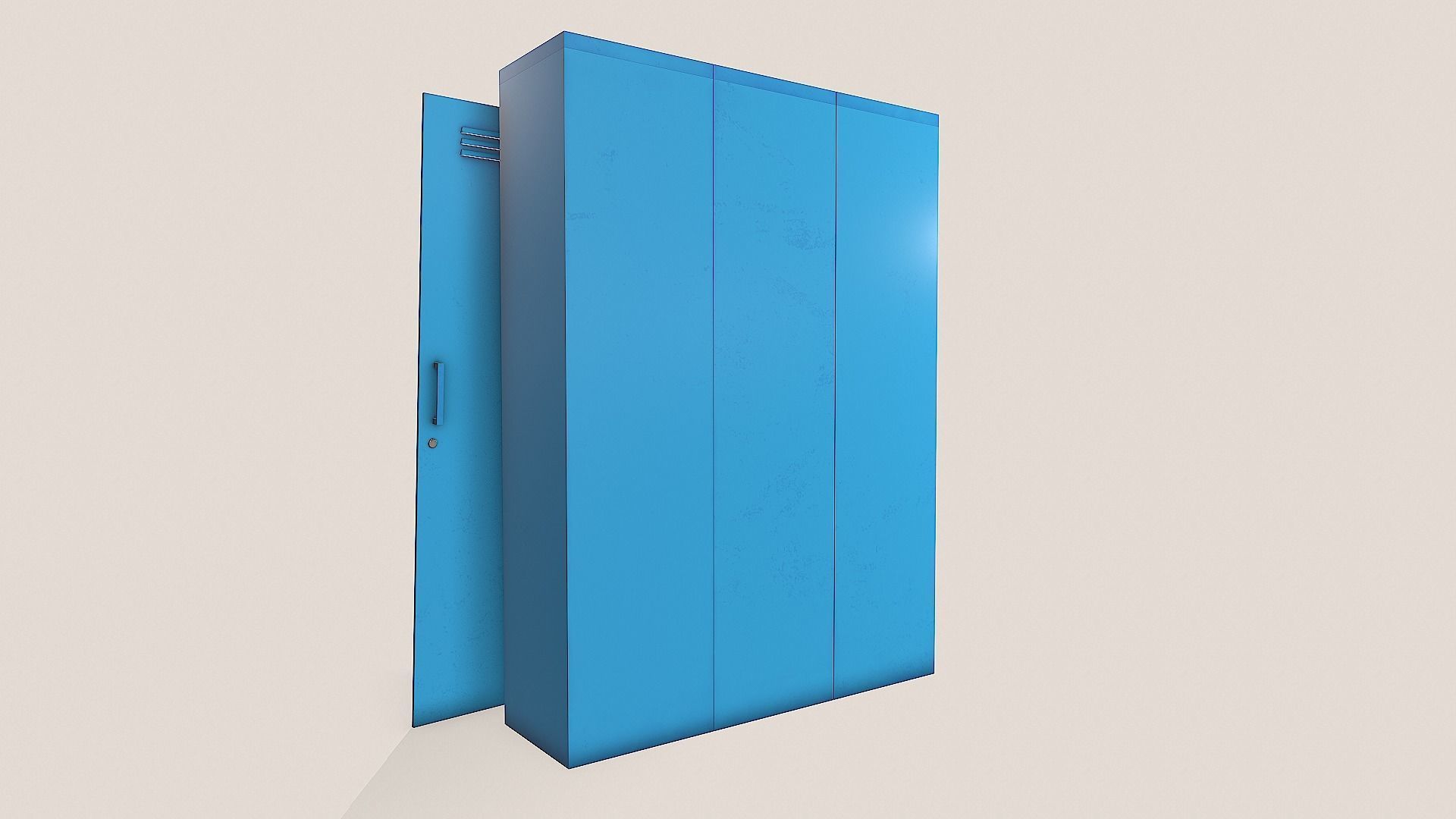 Metal Lockers - Steel Wardrobe - Cabinet Low-poly 3D model_19