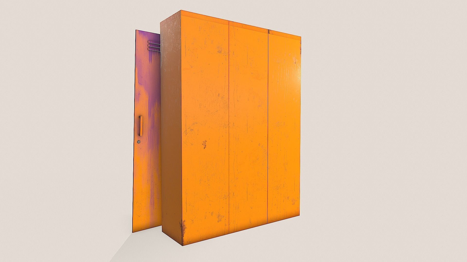 Metal Lockers - Steel Wardrobe - Cabinet Low-poly 3D model_17
