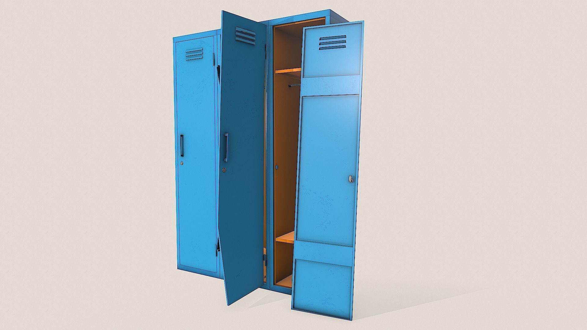 Metal Lockers - Steel Wardrobe - Cabinet Low-poly 3D model_28