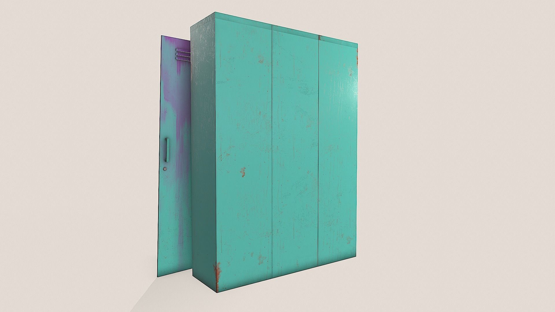 Metal Lockers - Steel Wardrobe - Cabinet Low-poly 3D model_18