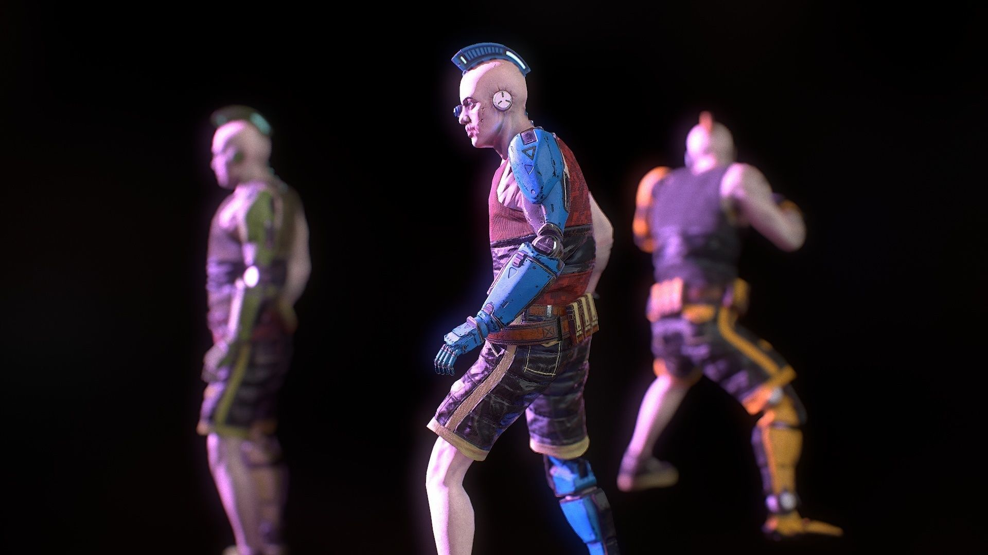 Cyborg 02 Low-poly 3D model_5