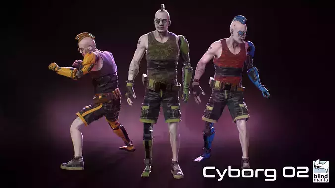Cyborg 02 Low-poly 3D model