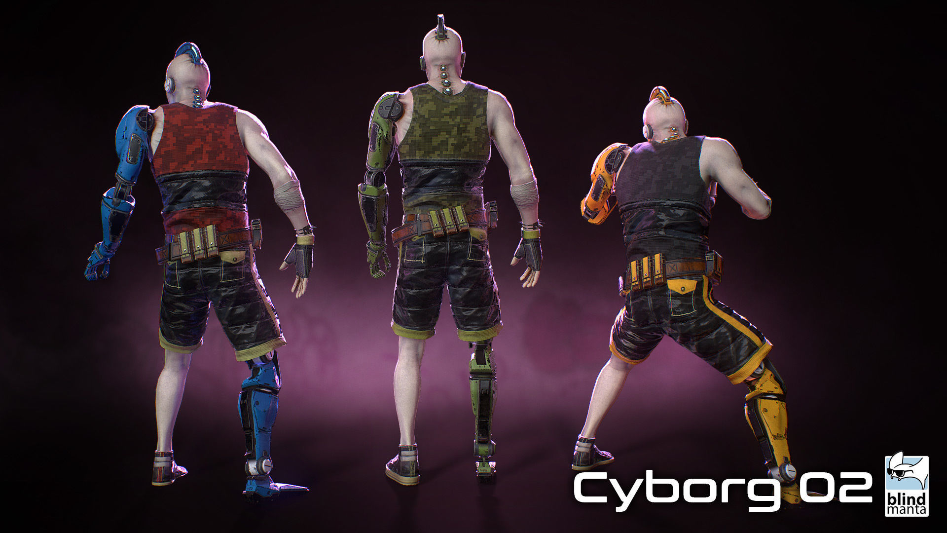 Cyborg 02 Low-poly 3D model_2