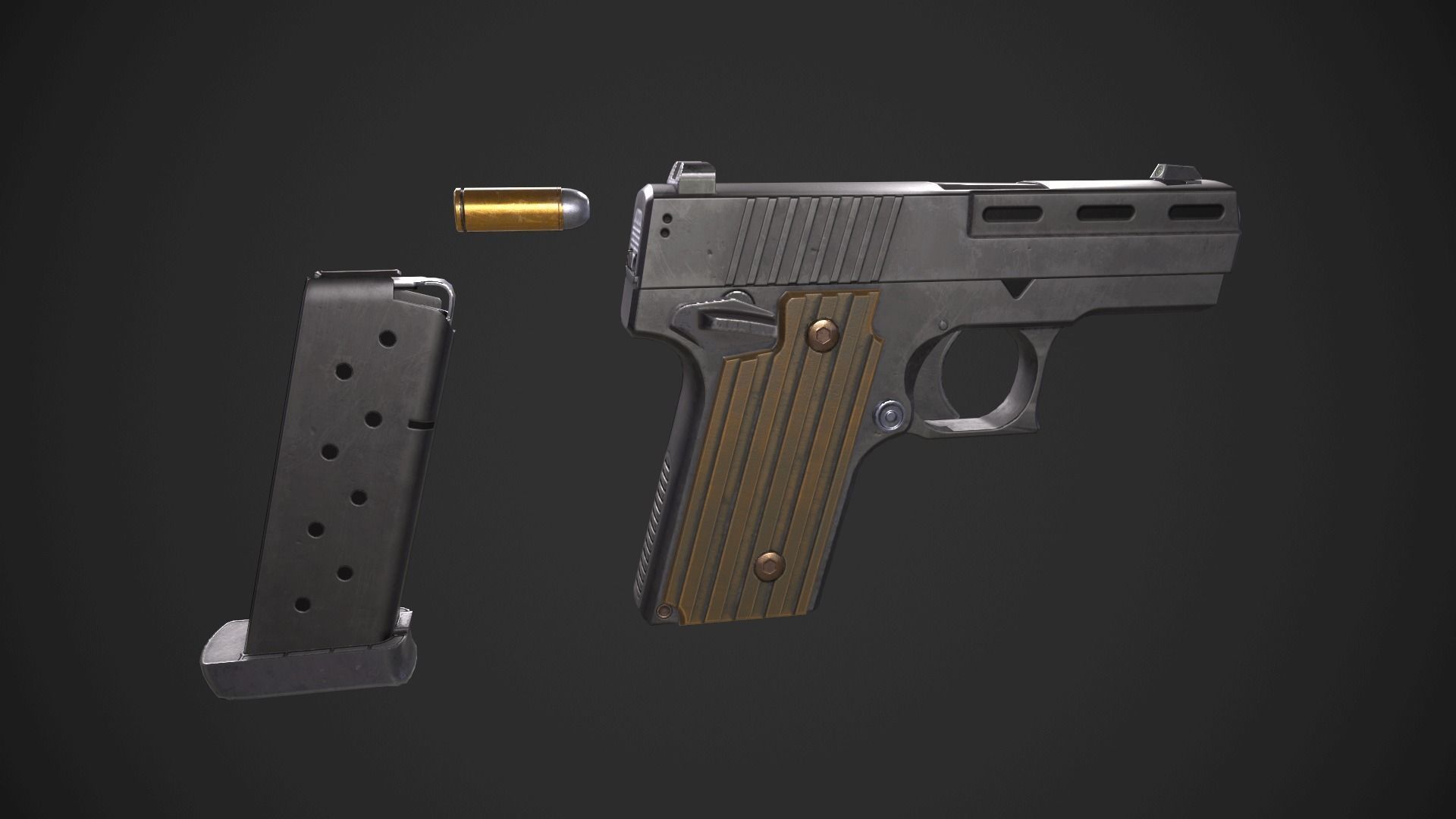 Glock 36 Custom Low-poly 3D model_13