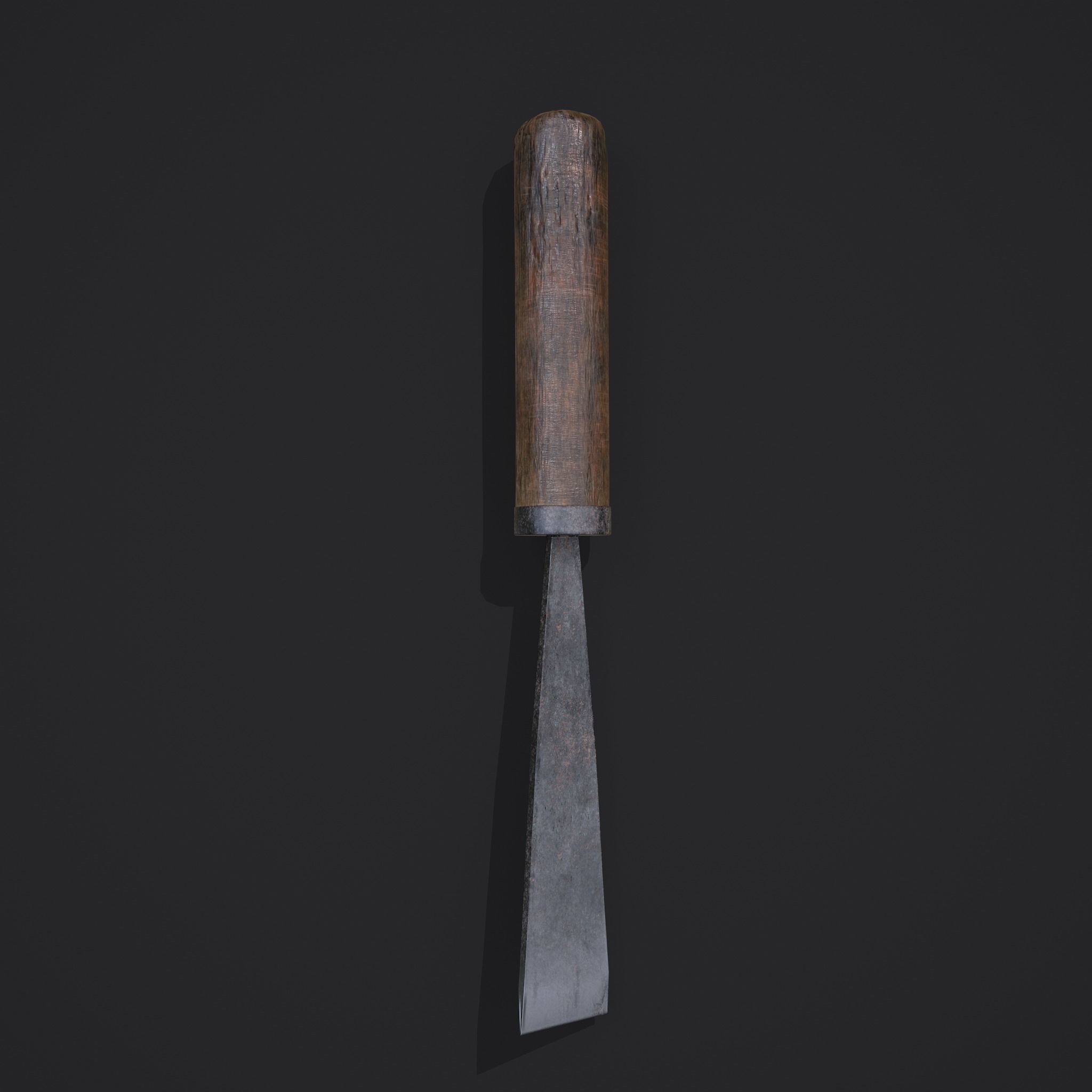Chisel wooden tool Low-poly 3D model_6