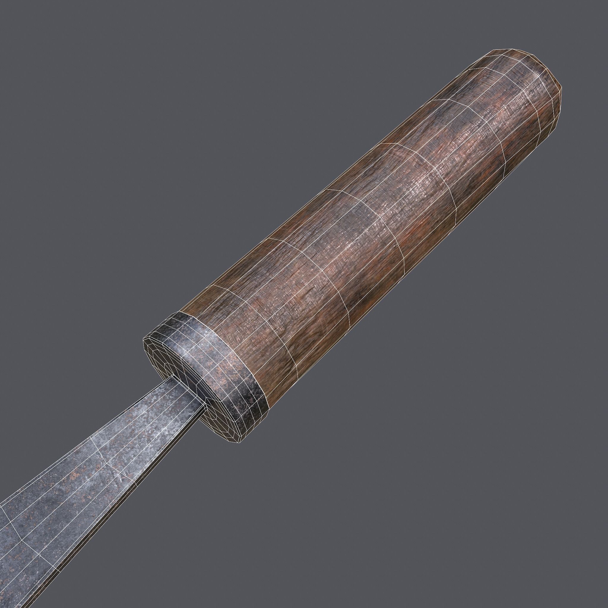 Chisel wooden tool Low-poly 3D model_22